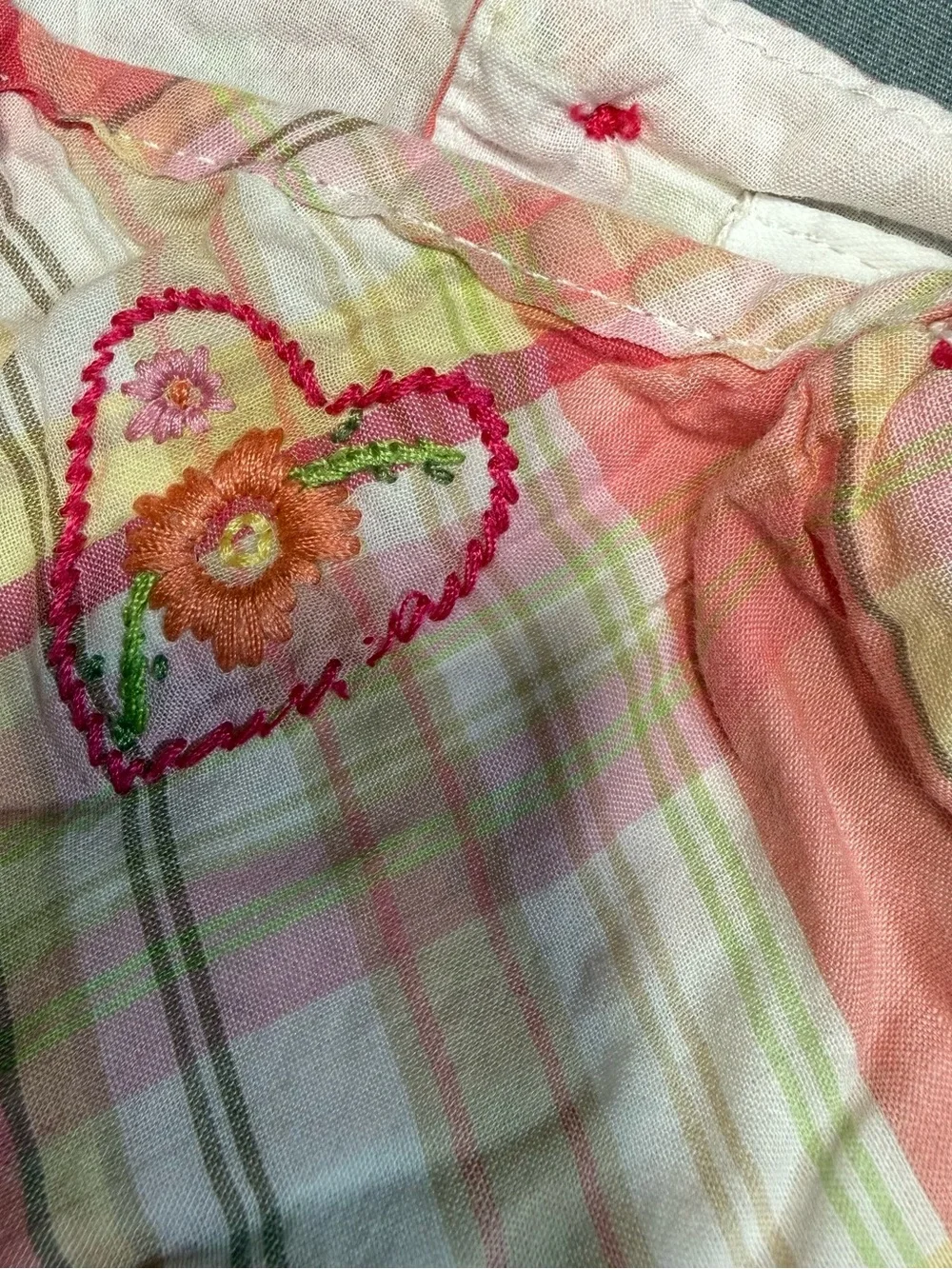 OshKosh B'gosh Pink Plaid Sundress Top with Heart Detail